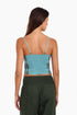 Embroidered short top in linen with adjustable straps